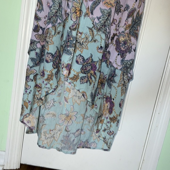 Aveology by Avenue Blue&Lavender Floral Ruffle Maxi Dress Summer Wedding Size 18 - Picture 4 of 11